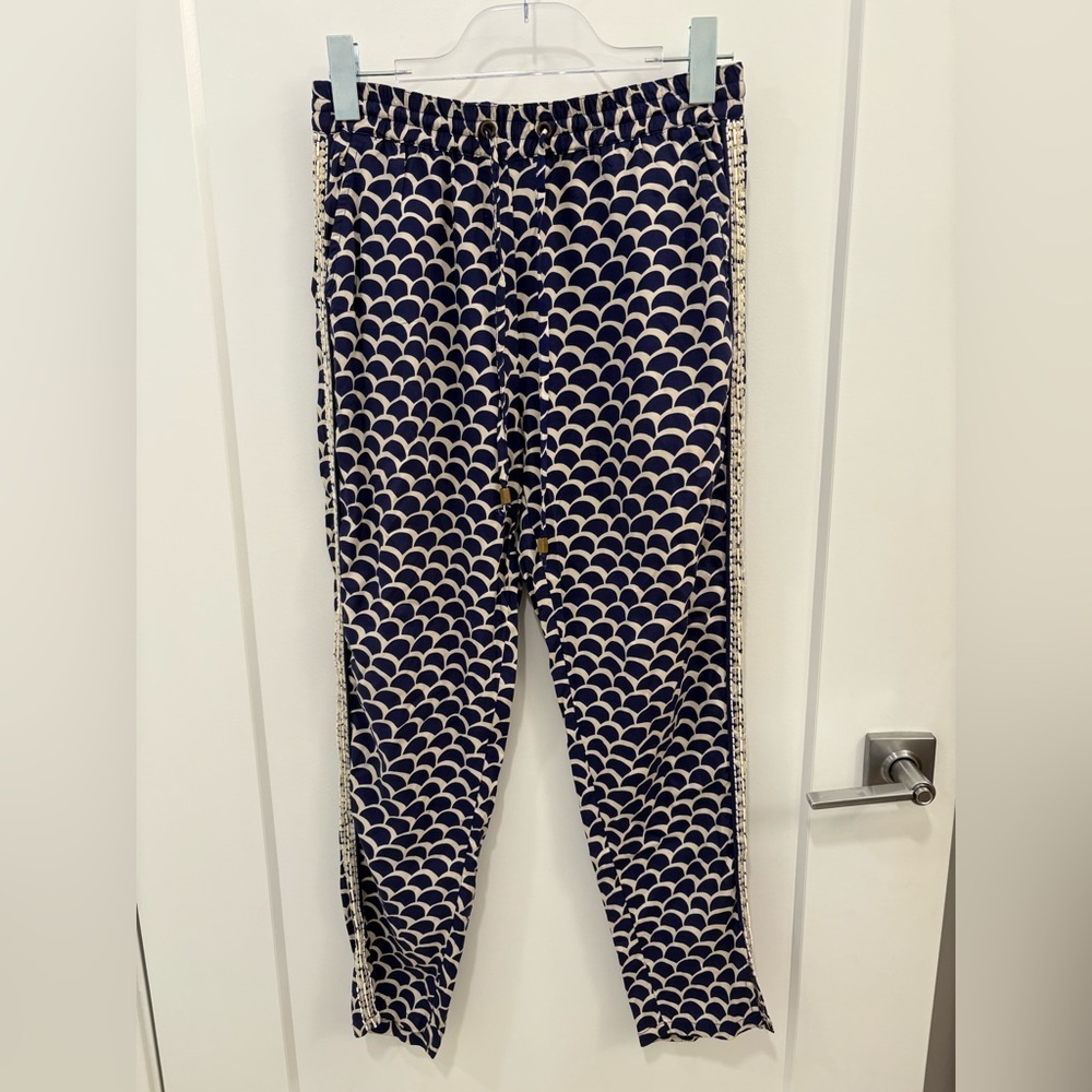 Anthropologie Beaded Joggers in Blue Scallop Motif Size XS - Picture 3 of 16
